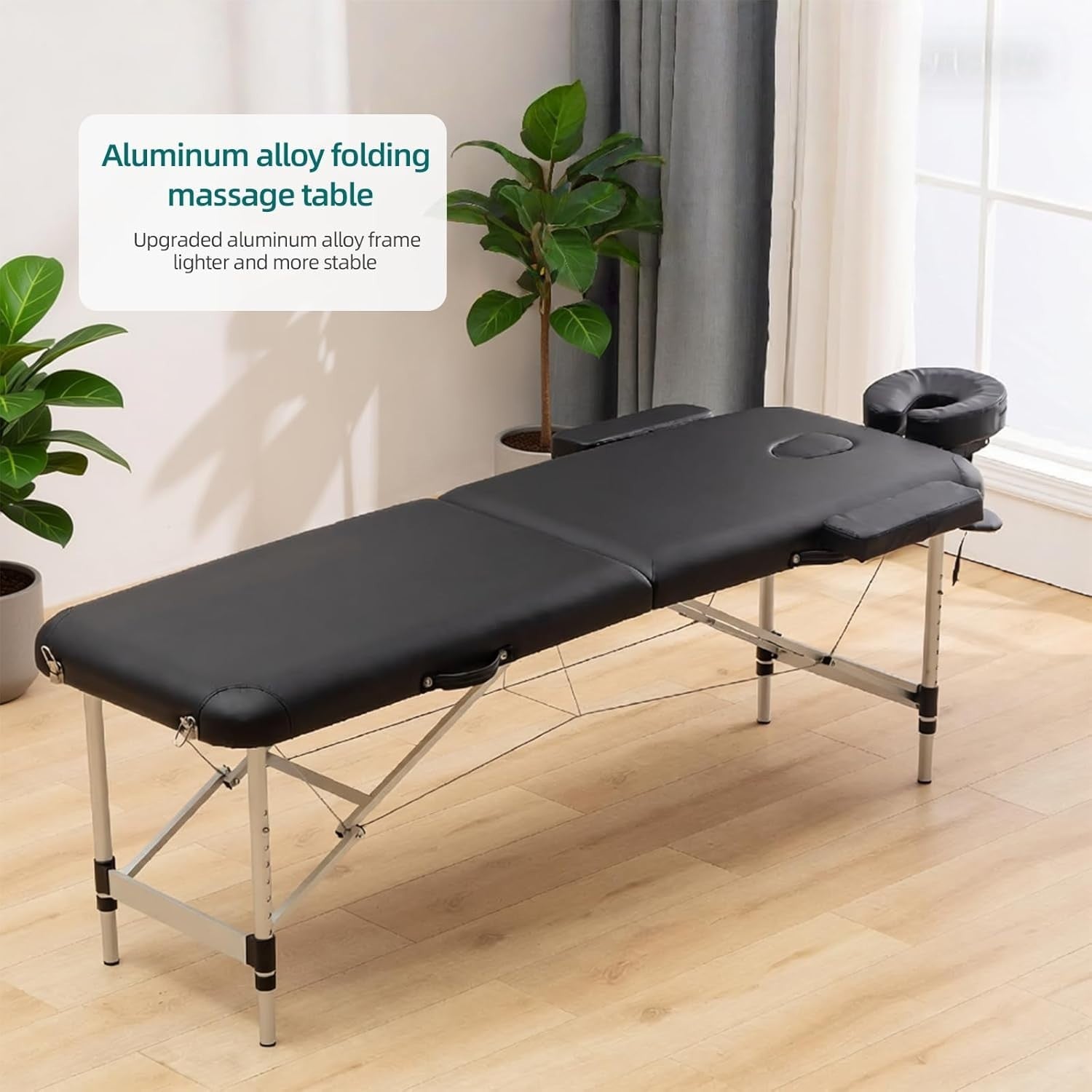 Portable Aluminium Massage Table Adjustable Spa Facial Tattoo Bed w/ Face Hole