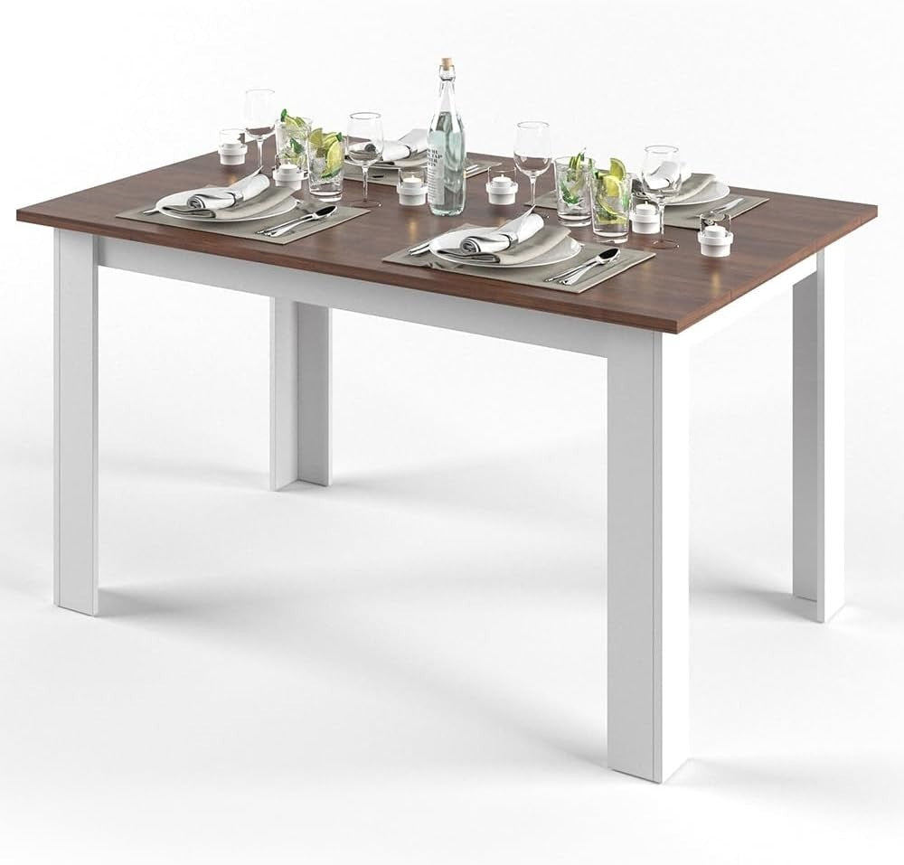 140cm Oak Dining Table Modern Rectangular Kitchen Table Black Legs Wood