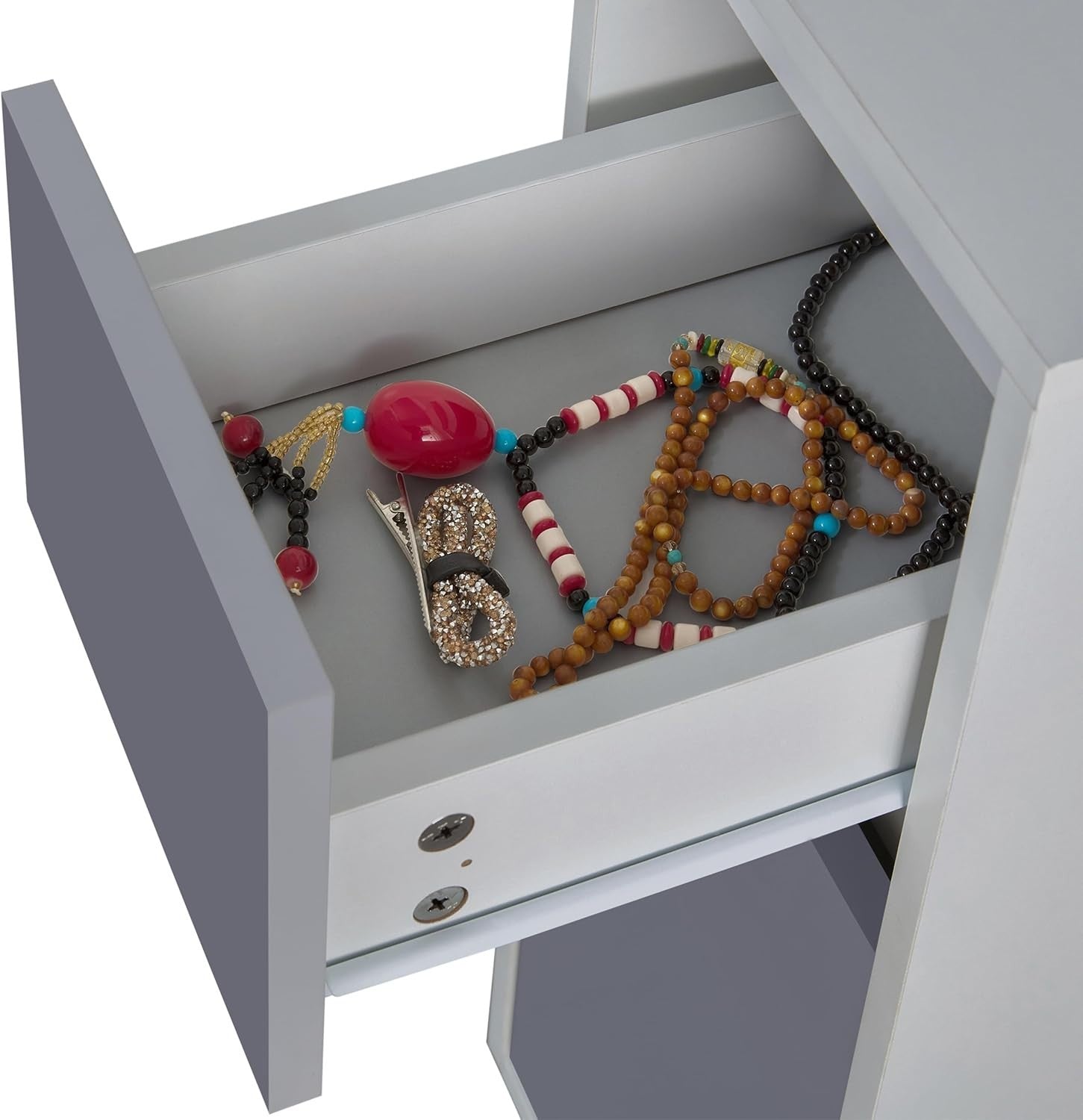 Dressing Table Vanity Desk w/Flip Mirror Storage Drawer & Stool Light Grey MDF