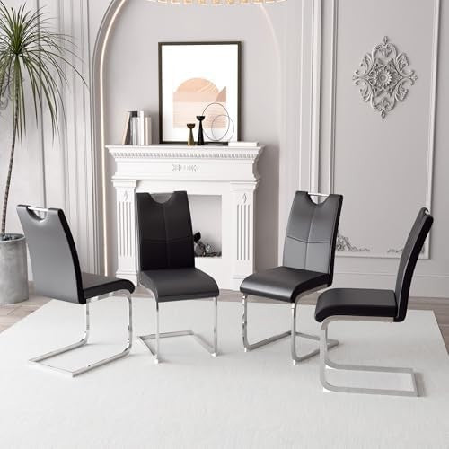 100cm Round Glass Dining Table Set with 4 Grey Faux Leather Chairs