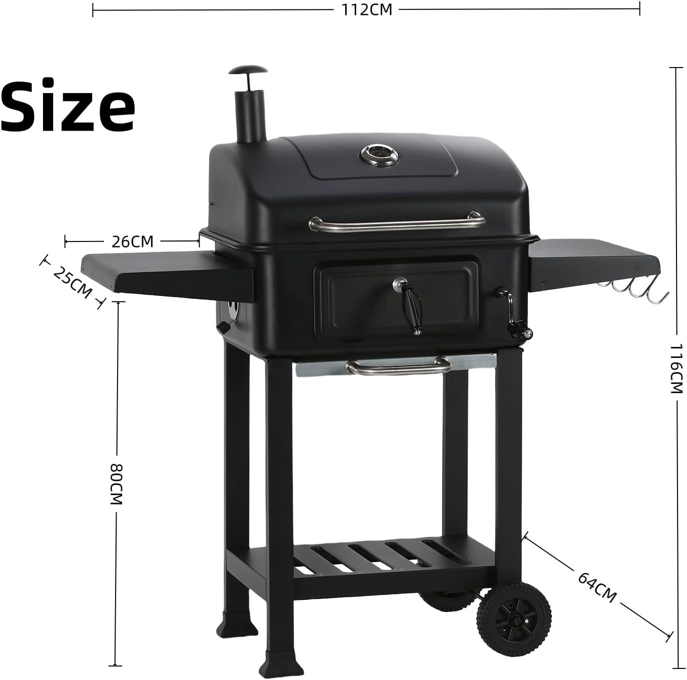 XL Charcoal Smoker BBQ Grill with Charcoal Starter | Barrel Drum Grill