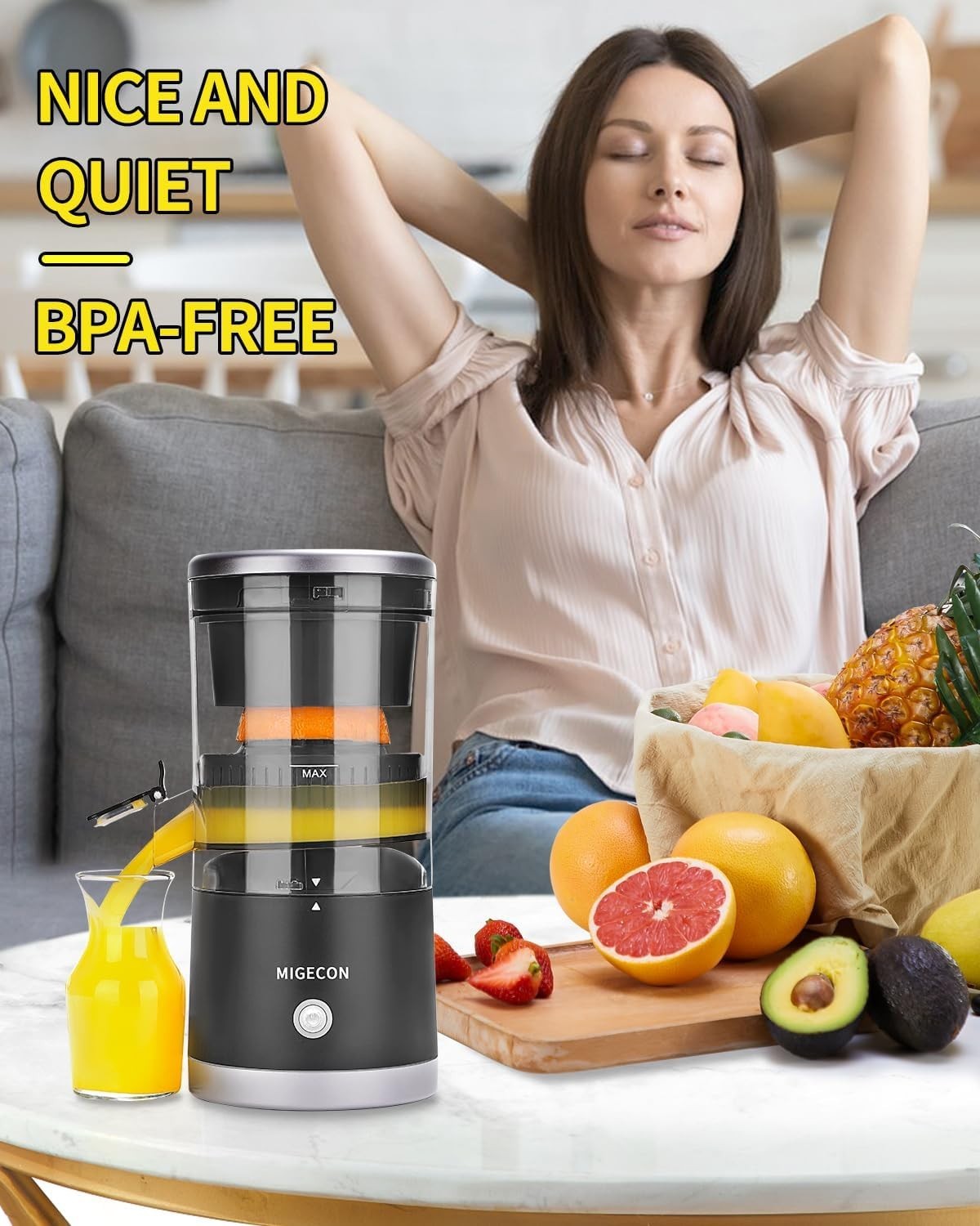 Portable Electric Citrus Juicer USB Rechargeable Anti Drip Easy Clean