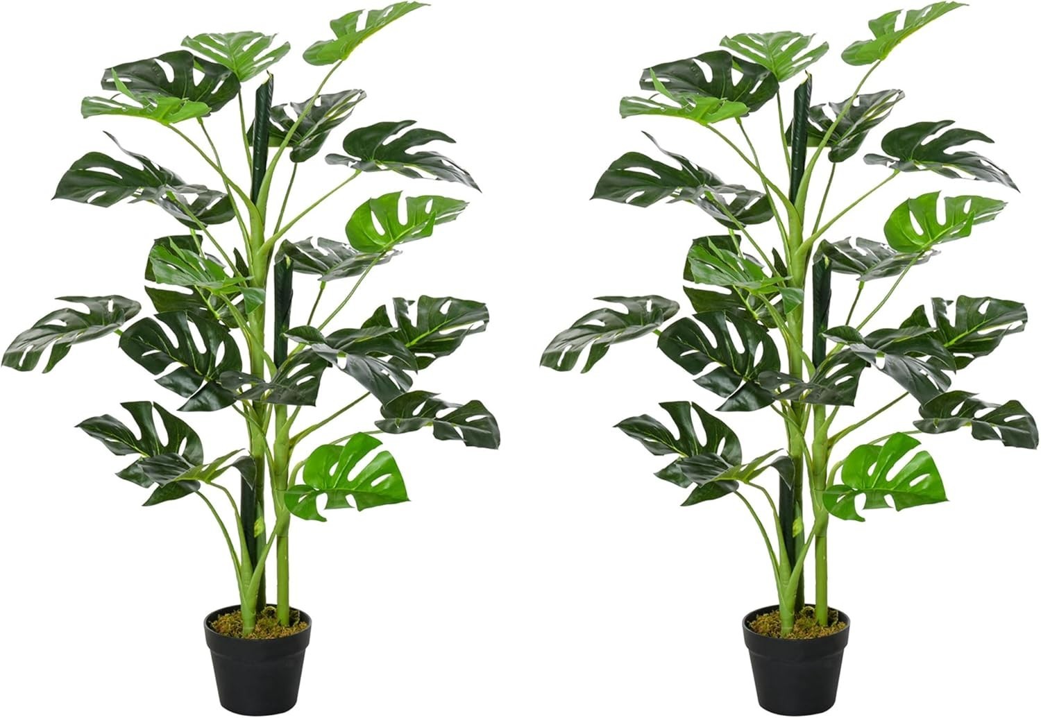 Set of 2 Artificial Monstera Trees 100cm Faux Potted Tropical Home Garden Decor