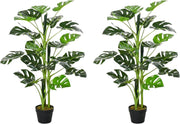 Set of 2 Artificial Monstera Trees 100cm Faux Potted Tropical Home Garden Decor