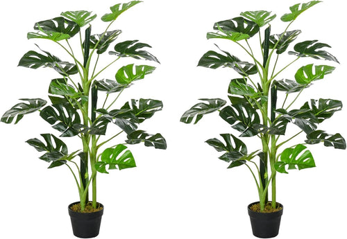 Set of 2 Artificial Monstera Trees 100cm Faux Potted Tropical Home Garden Decor