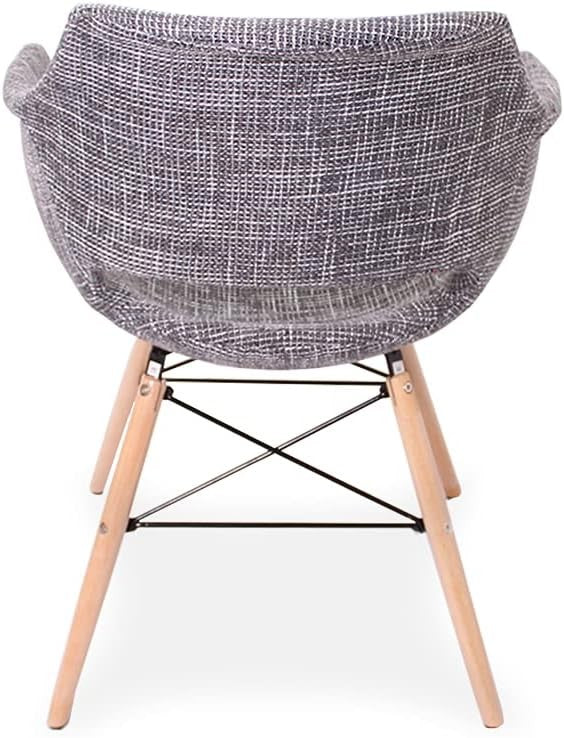 Dark Grey Fabric Armchair Round Tub Chair Wooden Legs