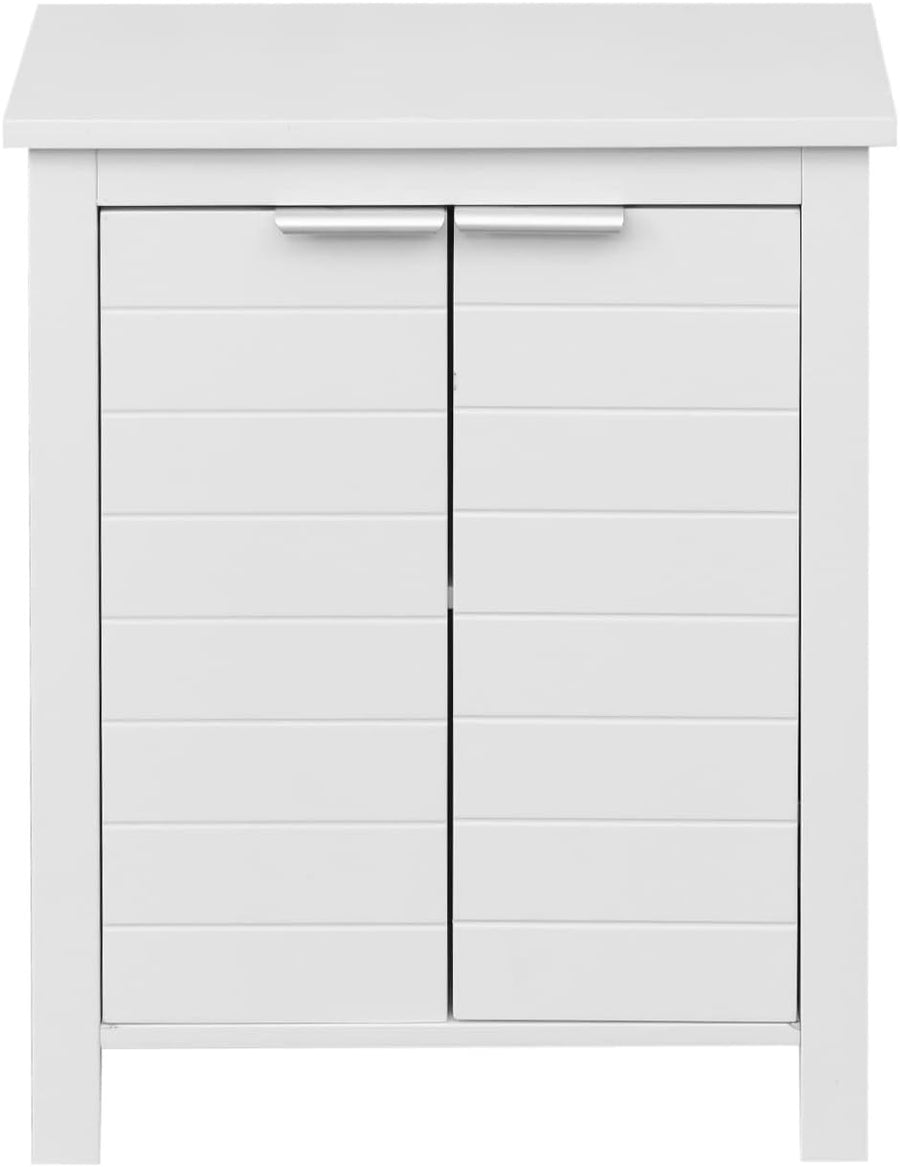 Freestanding Bathroom Storage Cabinet White 2 Door Moisture Resistant Unit