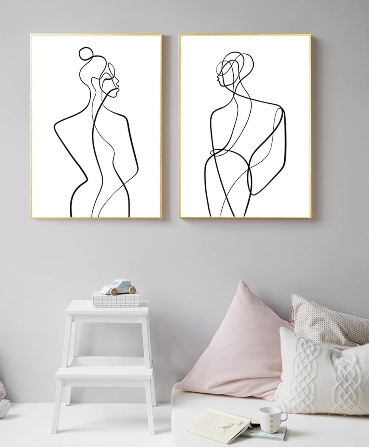 Abstract Woman Line Wall Art Set 3 60x90cm Modern Posters