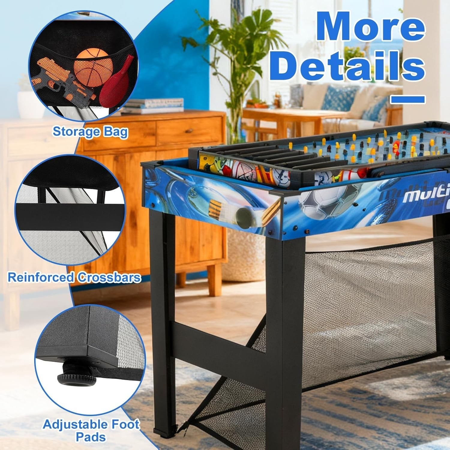 10 in 1 Multi Game Table Air Hockey Pool Ping Pong Basketball Set