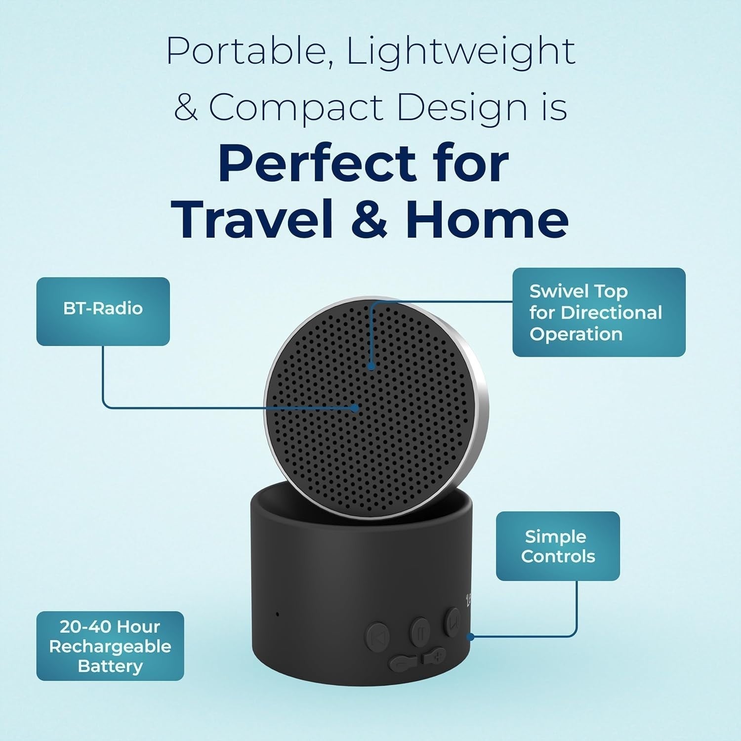Portable White Noise Sound Machine Bluetooth Speaker USB-C Travel Sleep Aid