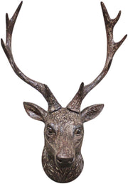 Stag Head Wall Mounted Sculpture Resin Deer Antler Ornament Rustic 47x29x20cm