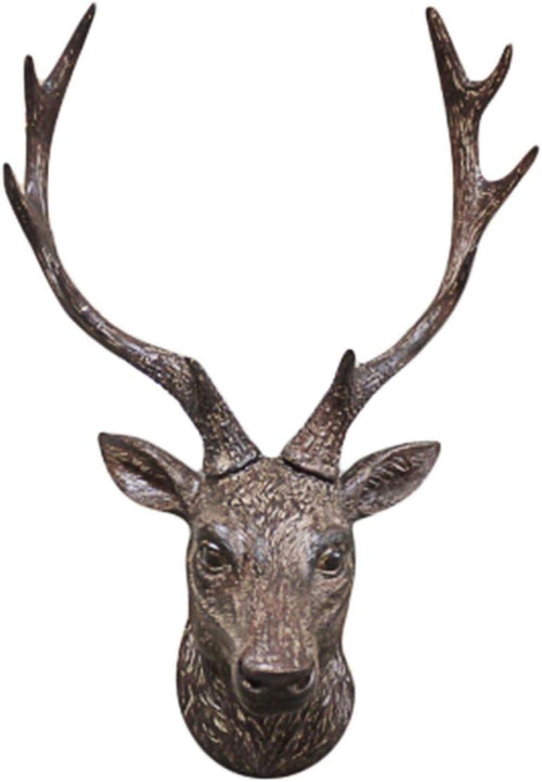 Stag Head Wall Mounted Sculpture Resin Deer Antler Ornament Rustic 47x29x20cm