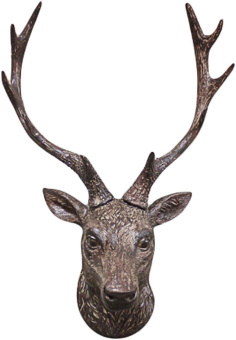 Stag Head Wall Mounted Sculpture Resin Deer Antler Ornament Rustic 47x29x20cm