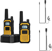 Heavy Duty Waterproof Walkie Talkies IP67 Long Range w Earpiece 2 Pack