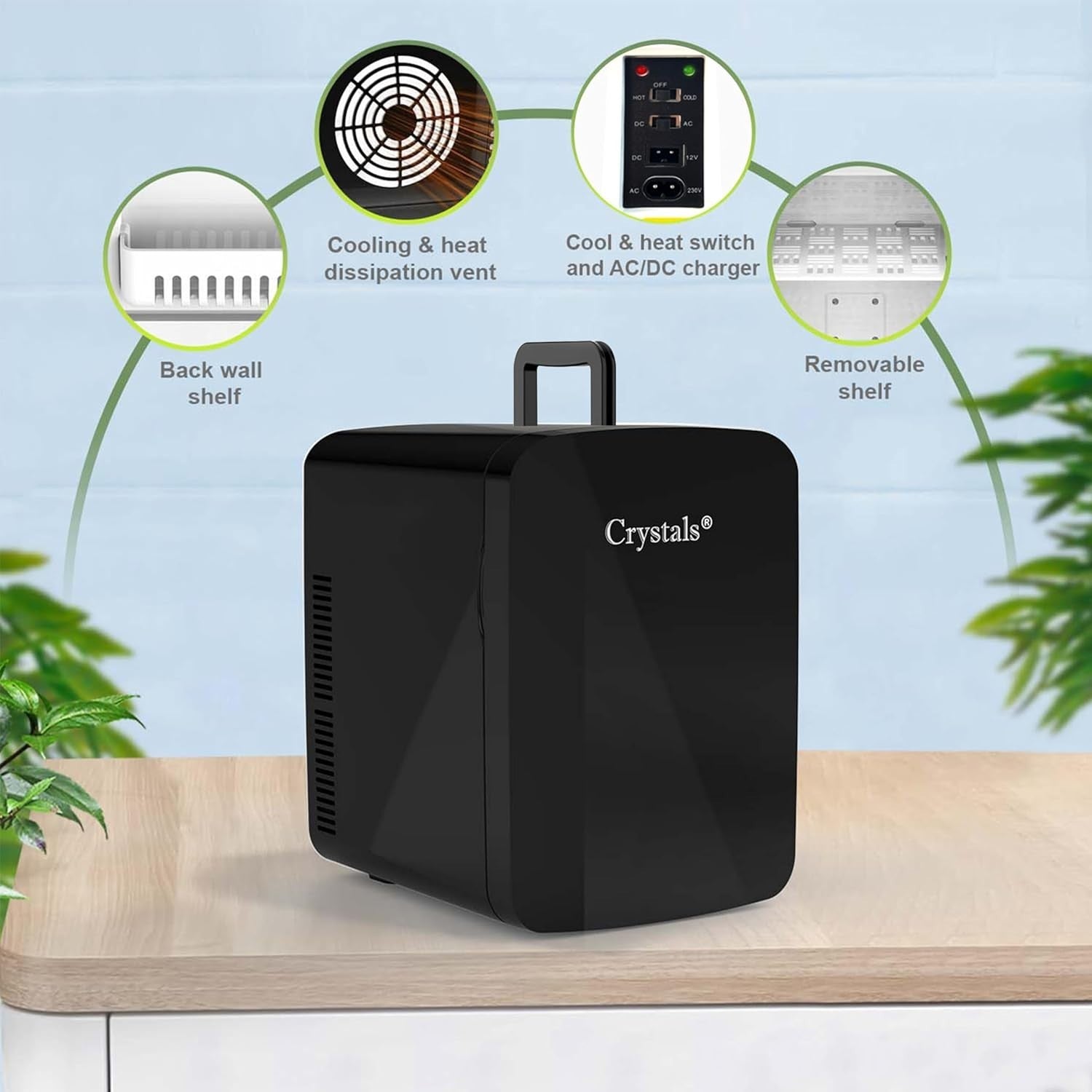Mini Fridge 15L Cooler & Warmer 12V DC Portable Black Tabletop Compac