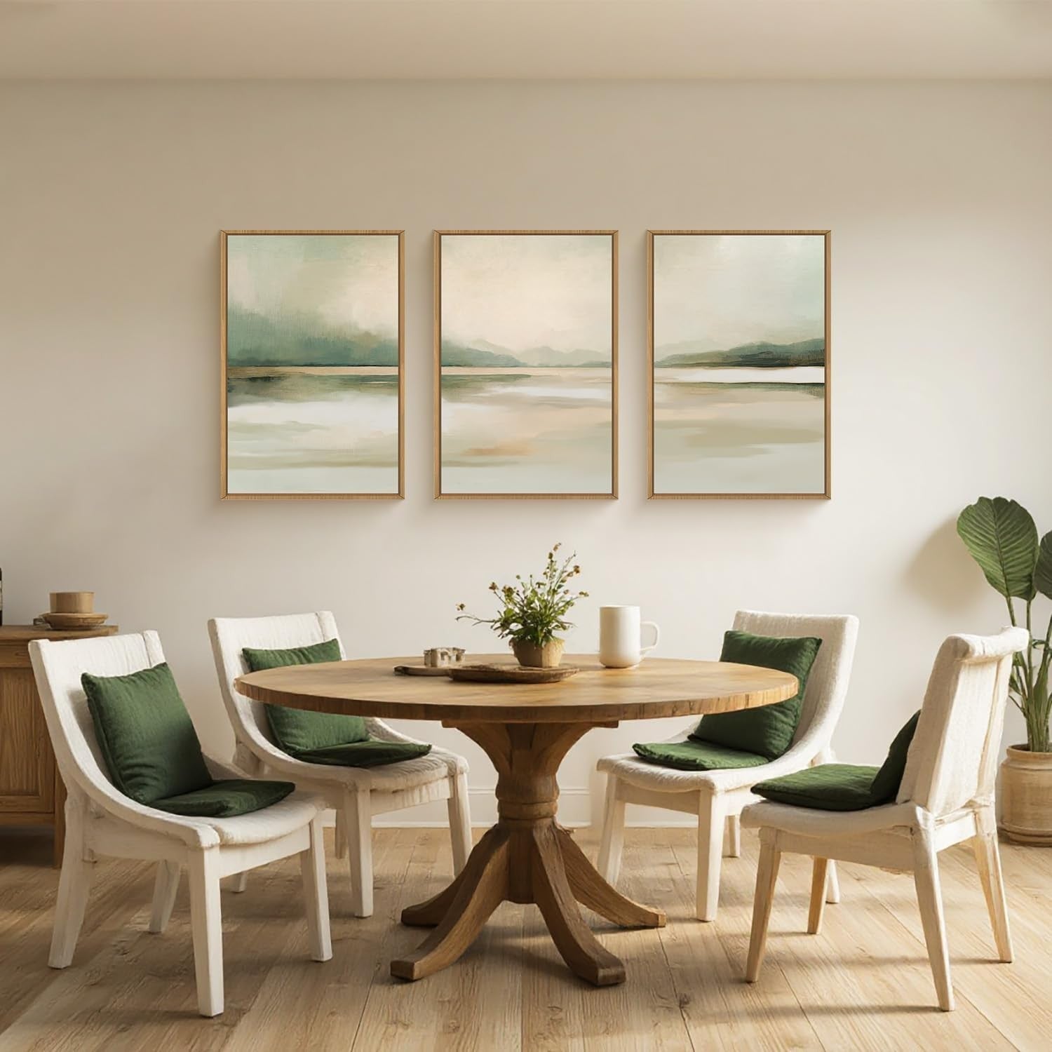 Large Neutral Abstract Framed Canvas Wall Art Set 3 Modern Minimal Decor