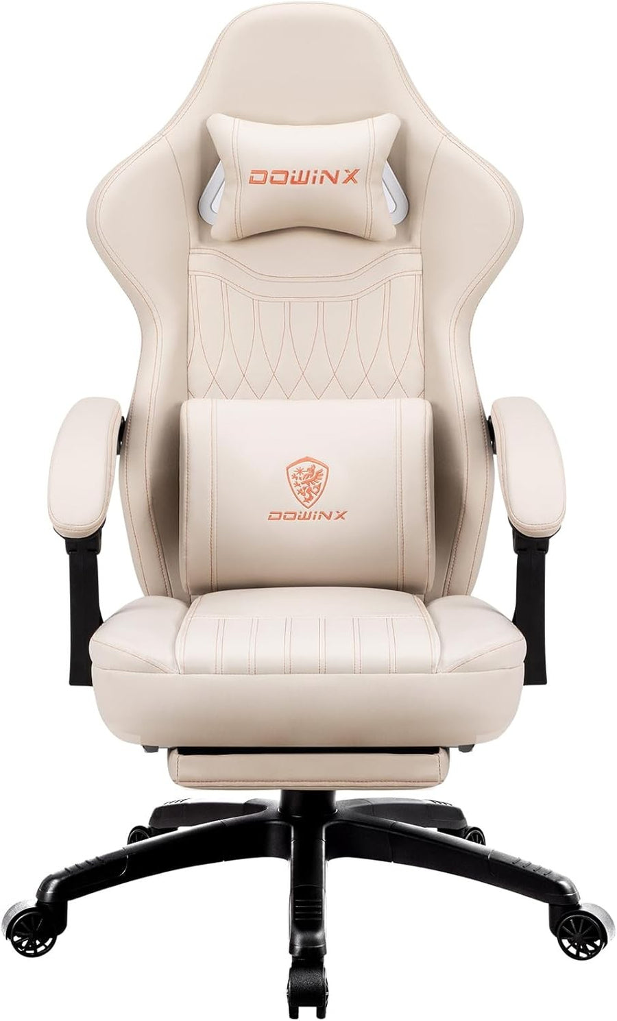 Gaming Chair Pocket Spring Cushion Massage Lumbar Footrest White