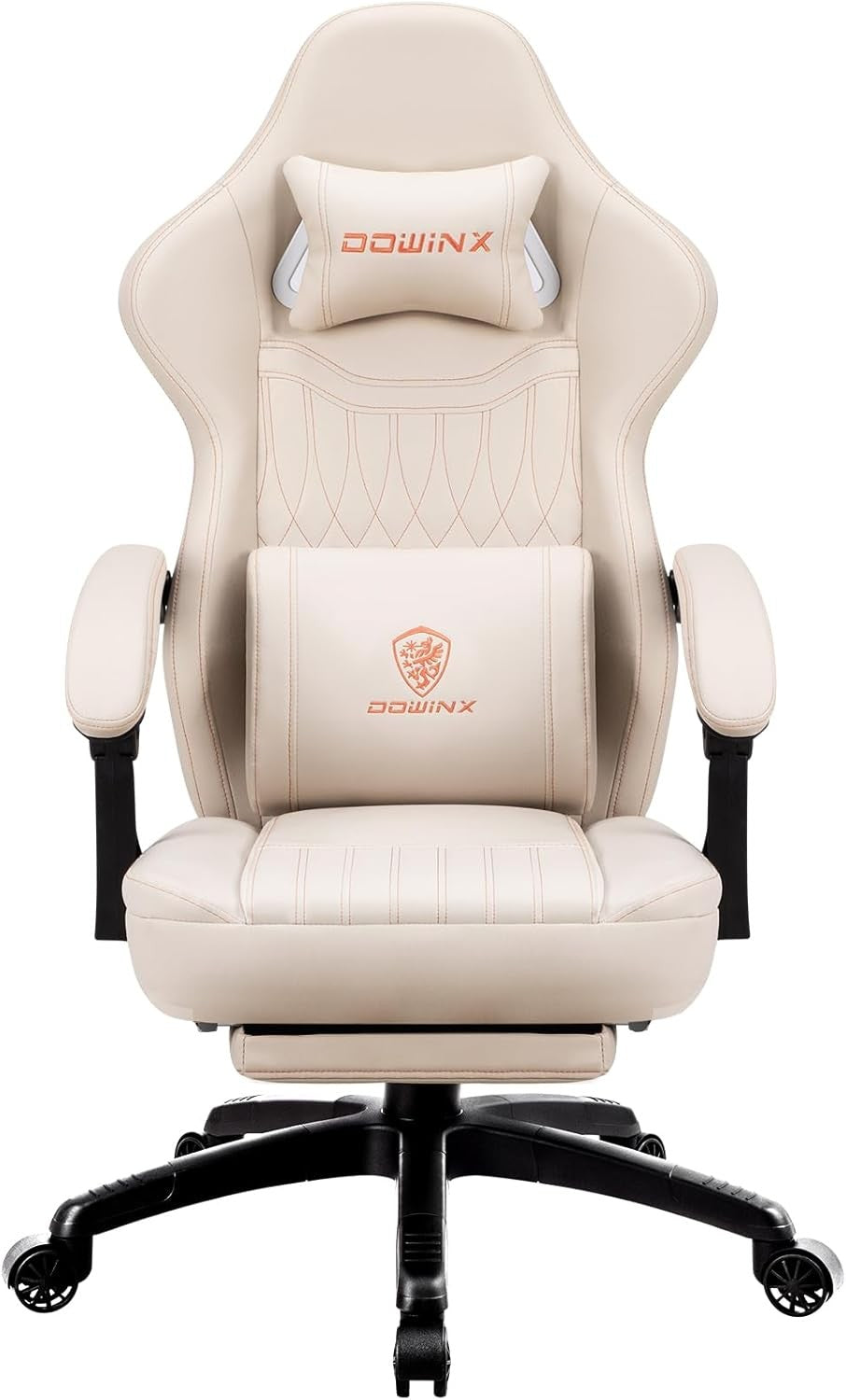 Gaming Chair Pocket Spring Cushion Massage Lumbar Footrest White
