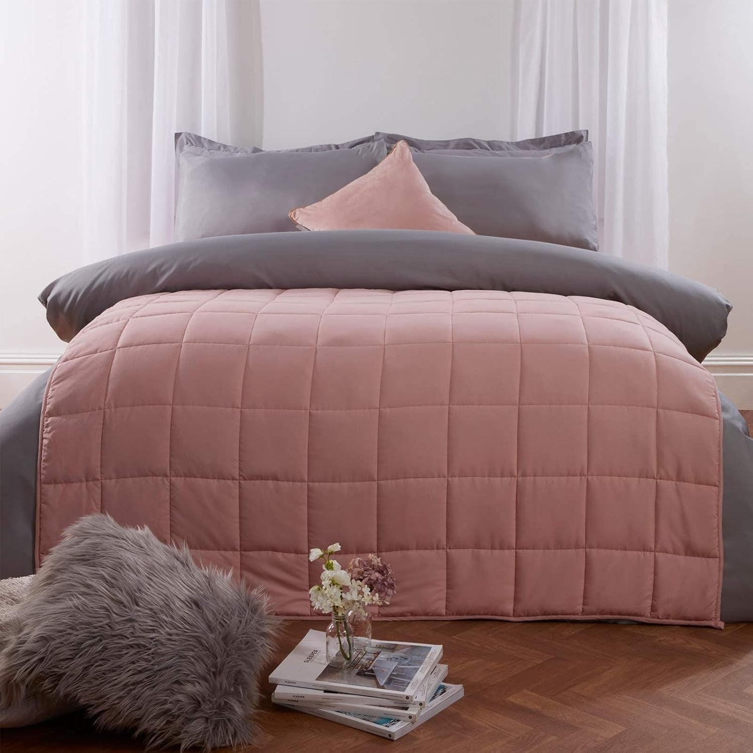 Weighted Blanket Adults Blush Pink 6kg 125x180cm Soft Calming Sleep Aid