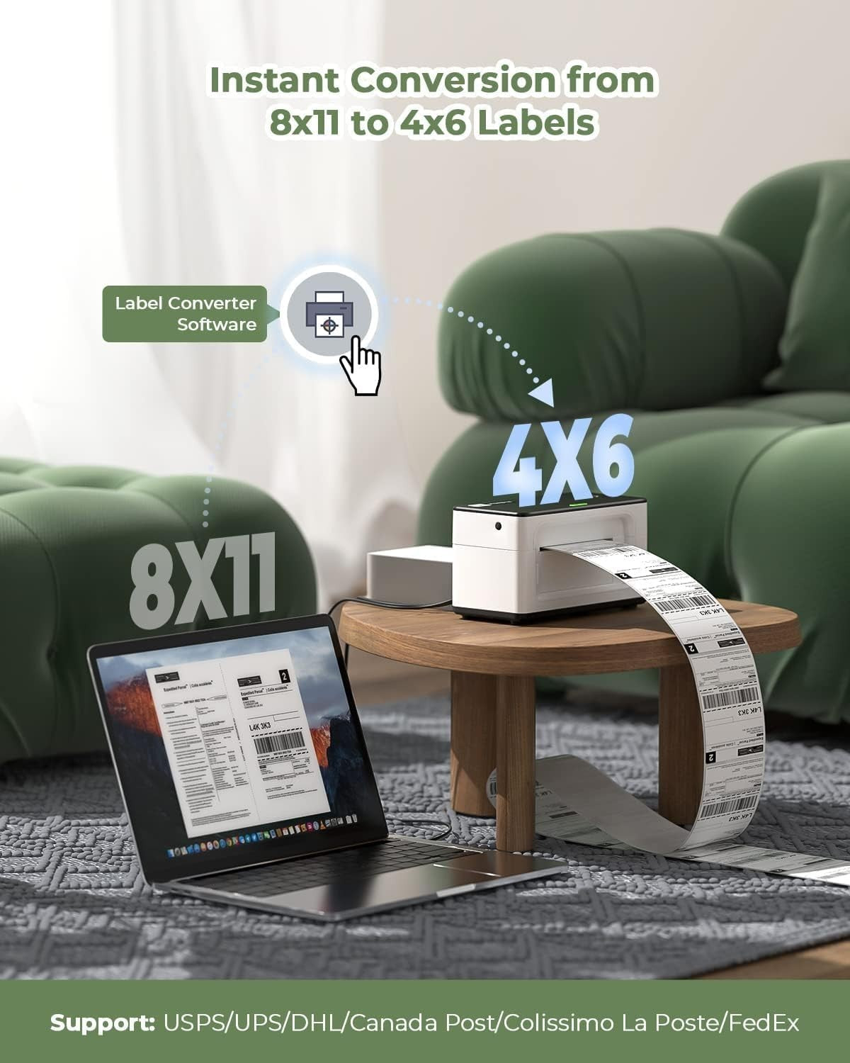 White USB 4x6 Thermal Label Printer High-Speed Shipping Address Labels