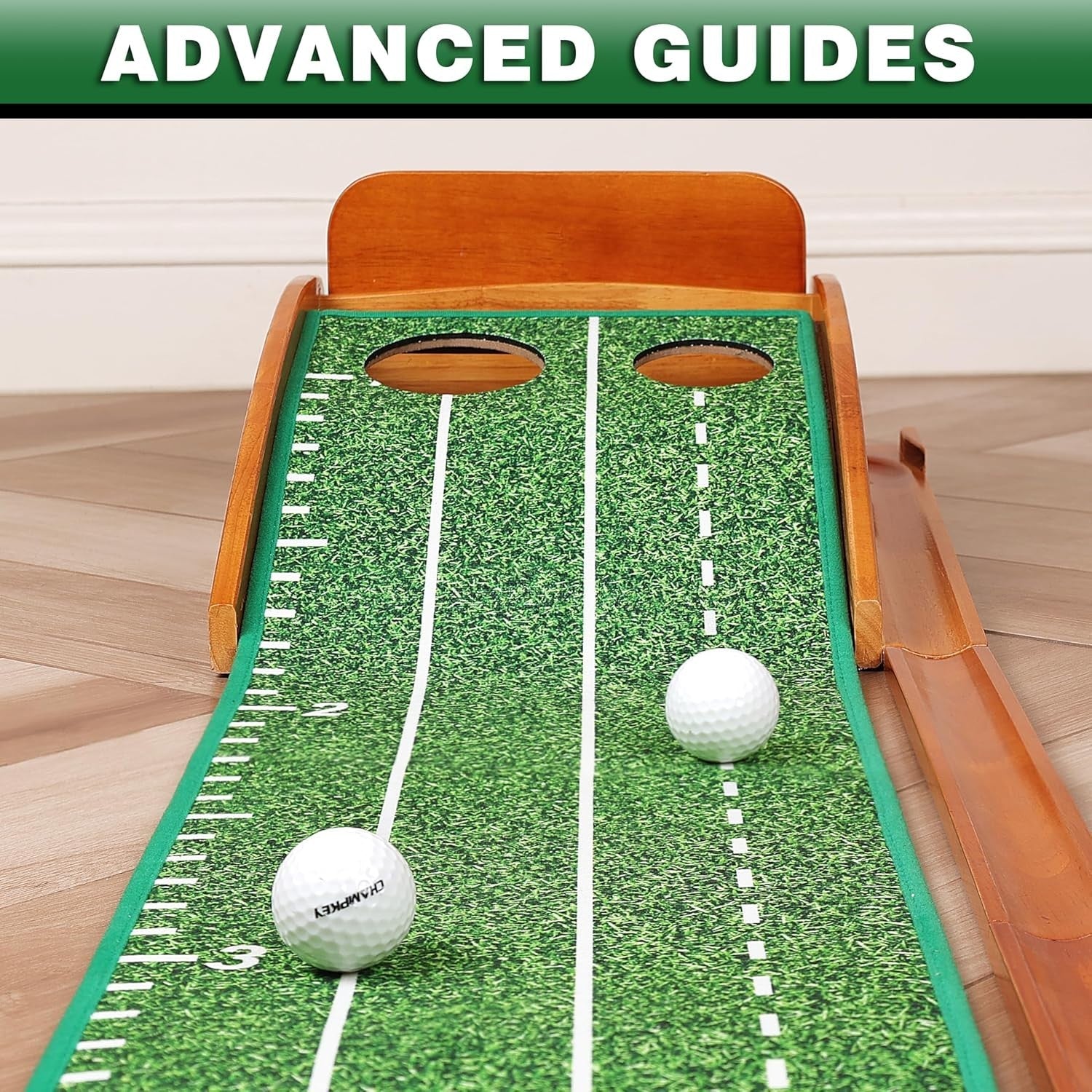 Indoor Golf Putting Mat 10ft Dual Hole Training Green Accuracy Practice Set