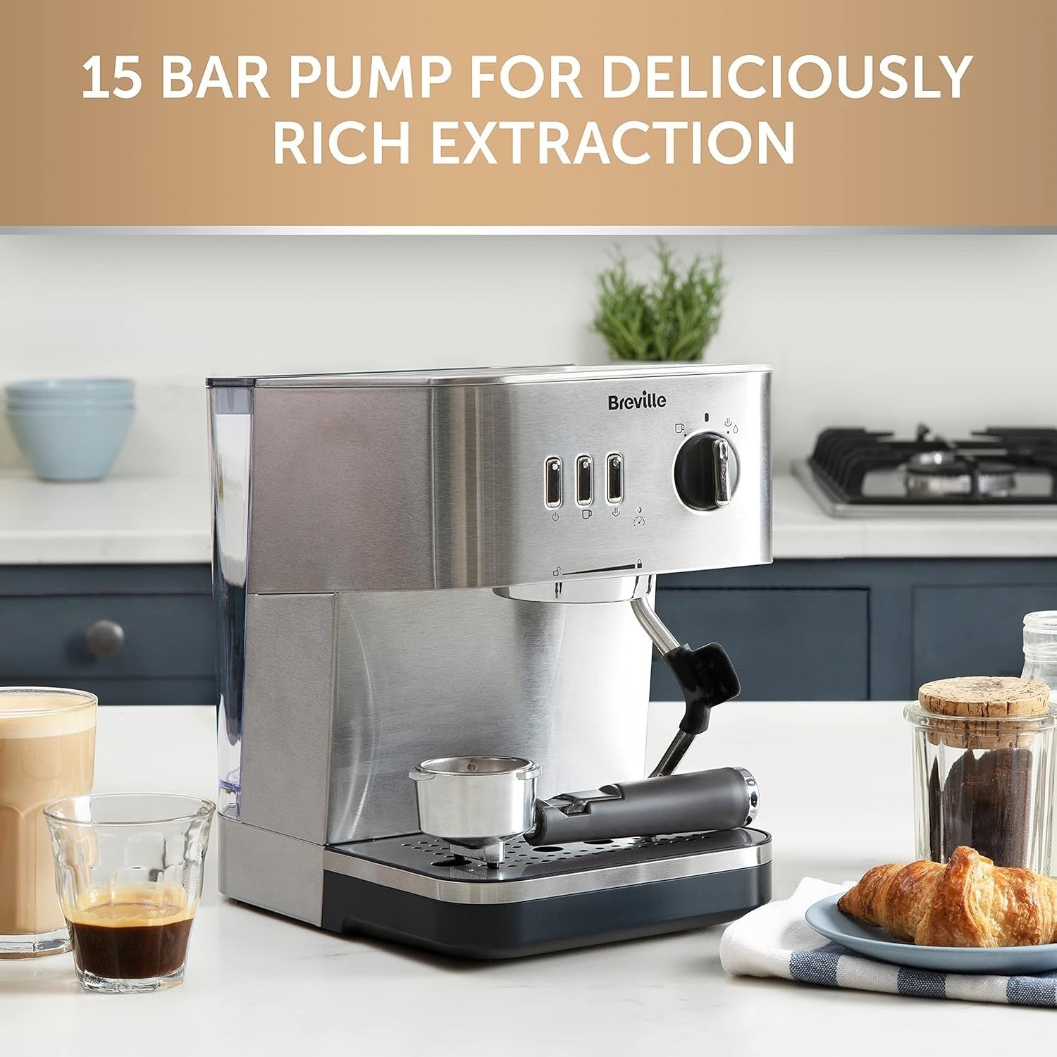 Espresso Coffee Machine | 15 Bar Pump | Steam Wand | Manual & Automatic | 1.5L