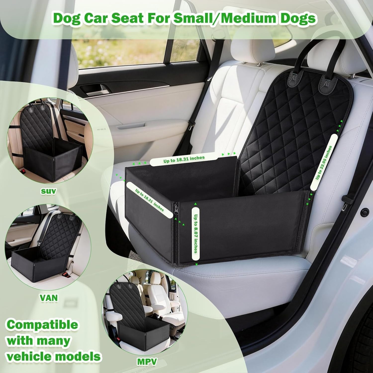 2 in 1 Dog Car Seat Waterproof Booster Travel Bed Safety Basket