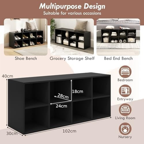 Modern Shoe Bench with 8 Compartments Storage Rack Seat for Hallway Bedroom