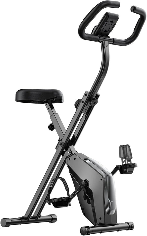 Foldable Magnetic Exercise Bike w/ LCD, 16 Levels, Heart Rate & Resistance Bands