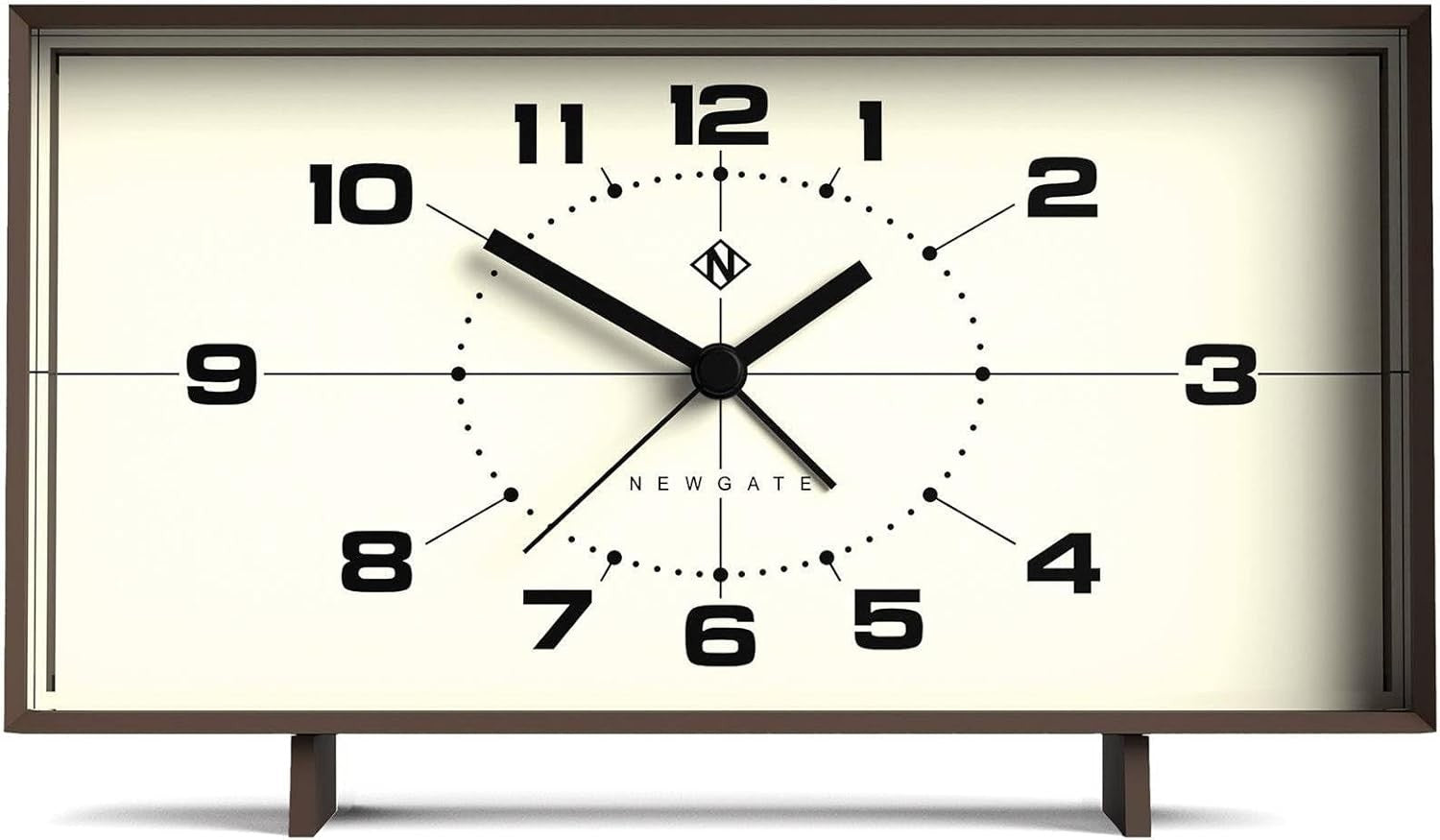 Retro Rectangular Alarm Clock Analogue Bedside Desk Mantel Mocha Brown