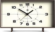 Retro Rectangular Alarm Clock Analogue Bedside Desk Mantel Mocha Brown
