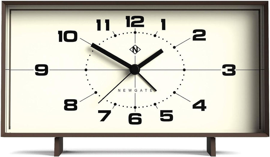 Retro Rectangular Alarm Clock Analogue Bedside Desk Mantel Mocha Brown