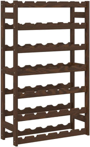 42 Bottle Solid Wood Wine Rack Floor Standing Storage Shelf Rustic Brown