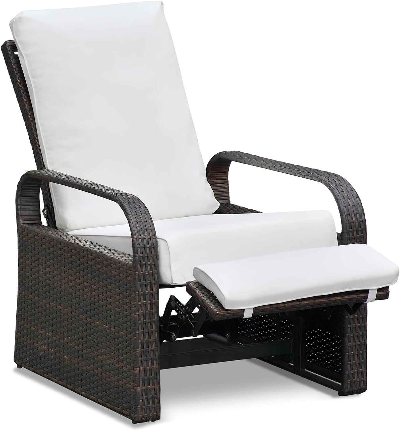 Adjustable Rattan Sun Lounger Recliner Chair with Cushion Outdoor Garden