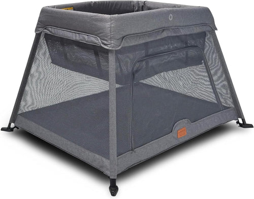 Travel Cot Playpen Lightweight Foldable Baby Bed with Mattress & Storage Grey