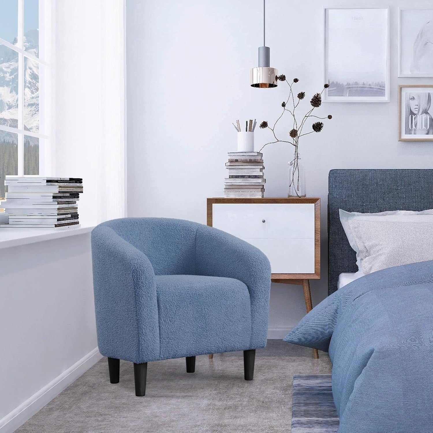 Cozy Boucle Tub Chair | Compact Accent Armchair for Living Room & Office