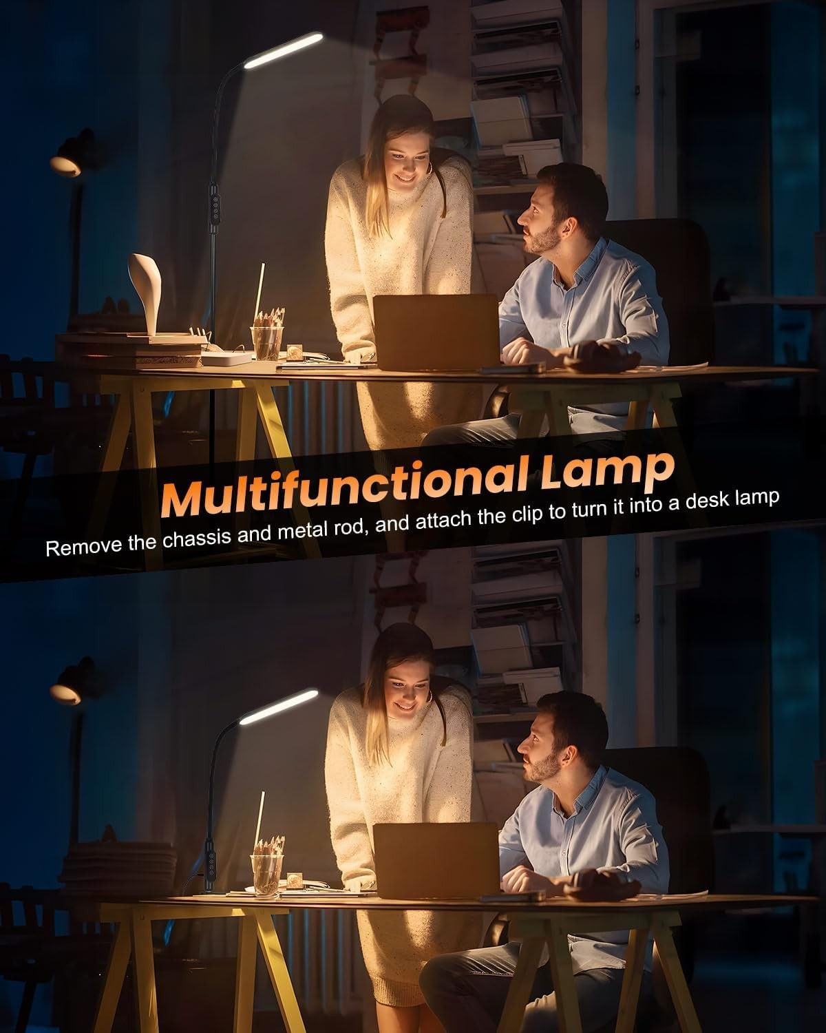 LED Floor Lamp Reading Light Remote Touch Dimmable Gooseneck Standing Lamp