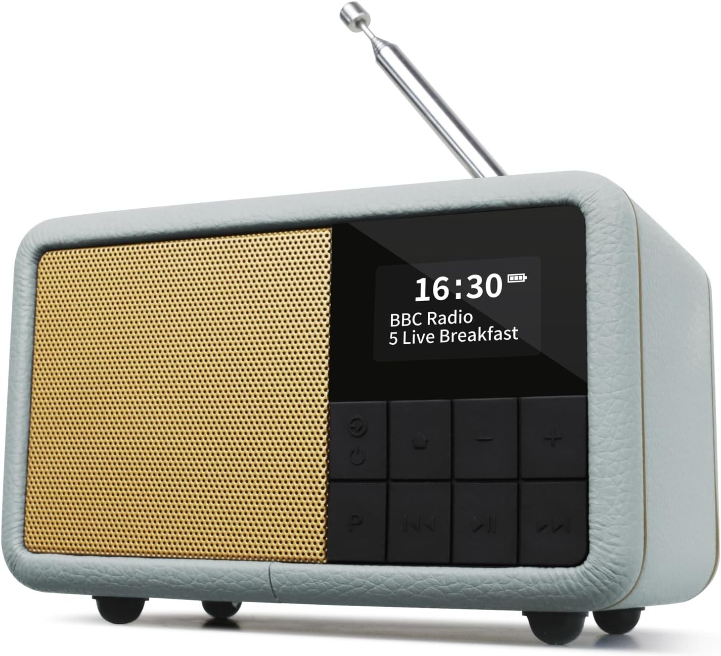 Portable DAB+ FM Radio Alarm Clock Bluetooth Waterproof 12hr Battery – Grey