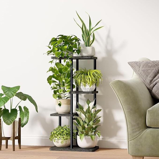 4 Tier Metal Plant Stand Indoor Tall Corner Flower Shelf for Living Room Balcony