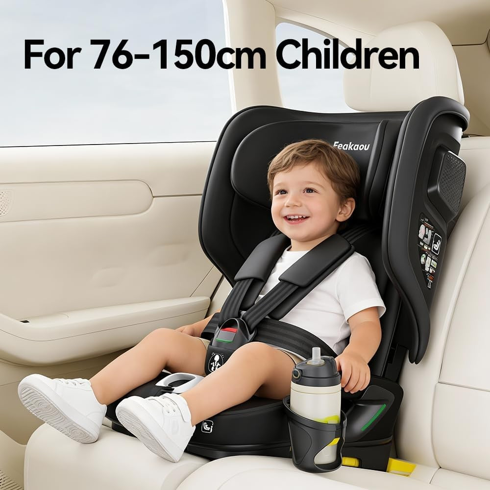 ISOFIX Child Car Seat i-Size Group 1/2/3 76–150cm Foldable Travel Seat