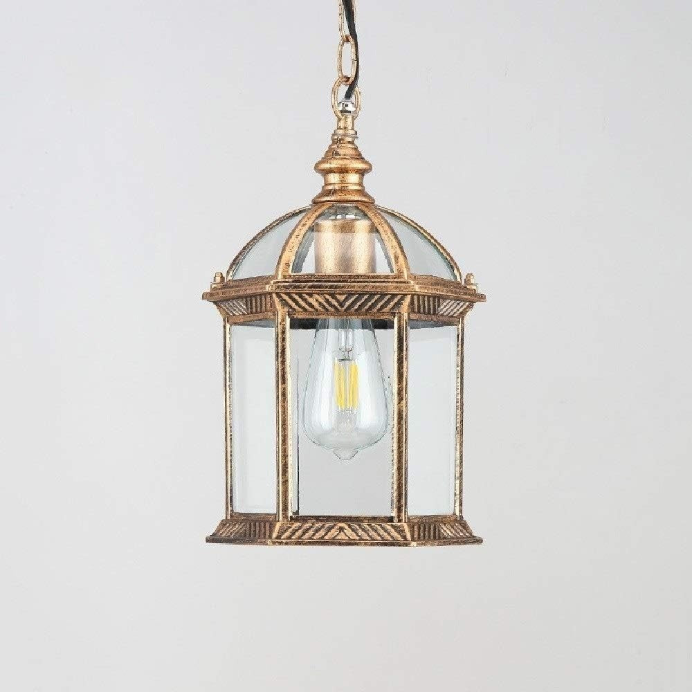 NEAFP Vintage Gold Outdoor Pendant Light IP65 E27 Ceiling Lamp