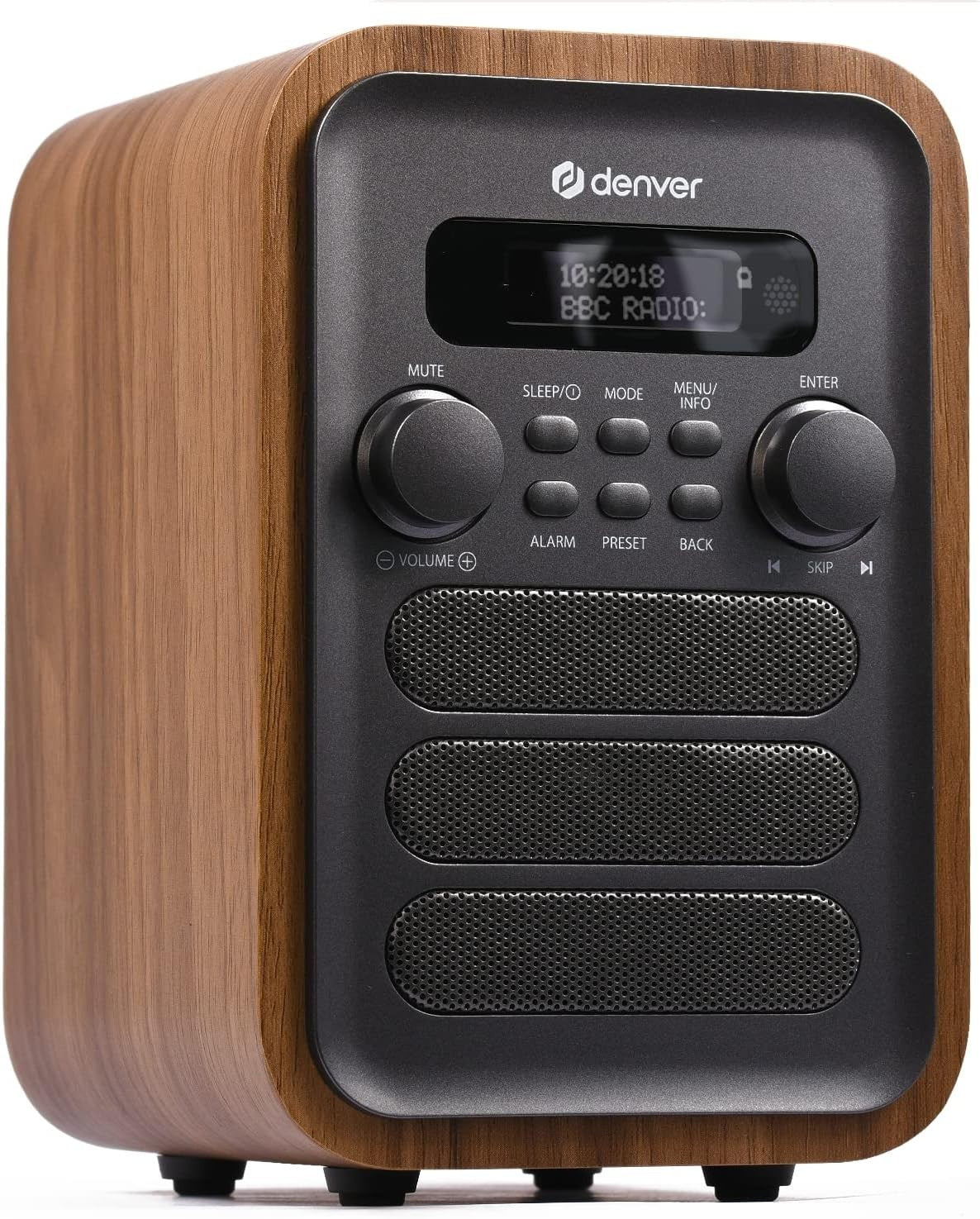 DAB Bluetooth Digital Radio Alarm Clock with Remote, Grey, 40 Presets