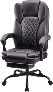 Ergonomic Executive Office Chair Adjustable Height Upholstered Leather Foot Rest