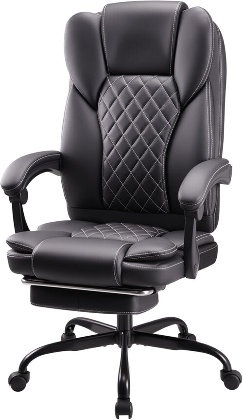 Ergonomic Executive Office Chair Adjustable Height Upholstered Leather Foot Rest