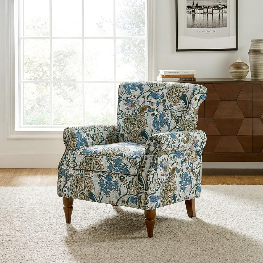 Modern Wingback Accent Chair Velvet Upholstered Tufted Back Wooden Legs