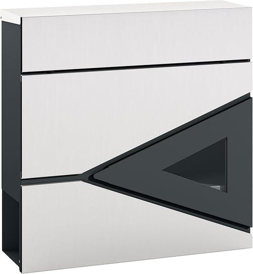 Wall Mounted Lockable Mailbox Silver | Weatherproof Steel Post Box w/ Window