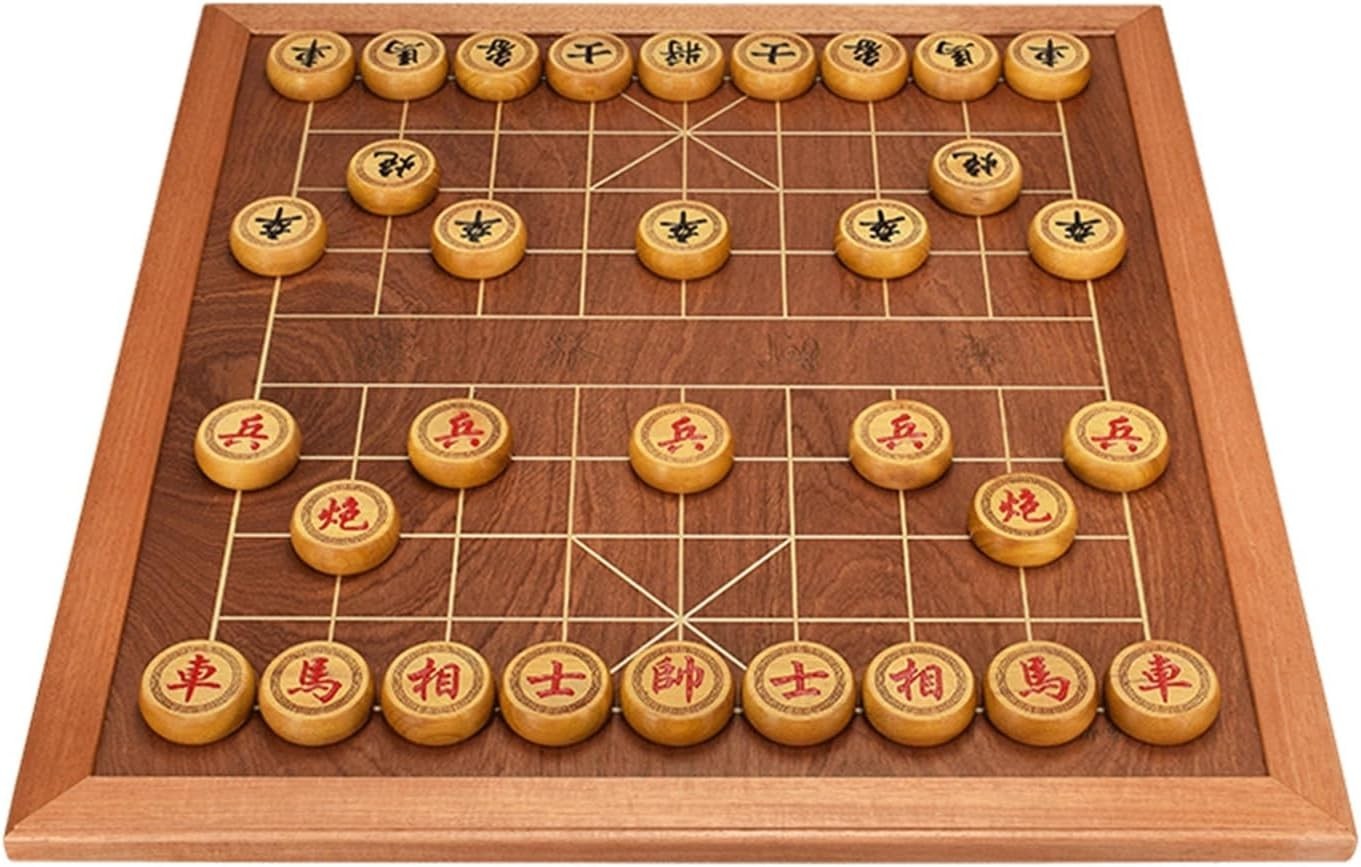 Gold Sandalwood Xiangqi Chinese Chess Set Large Wooden Strategy Board