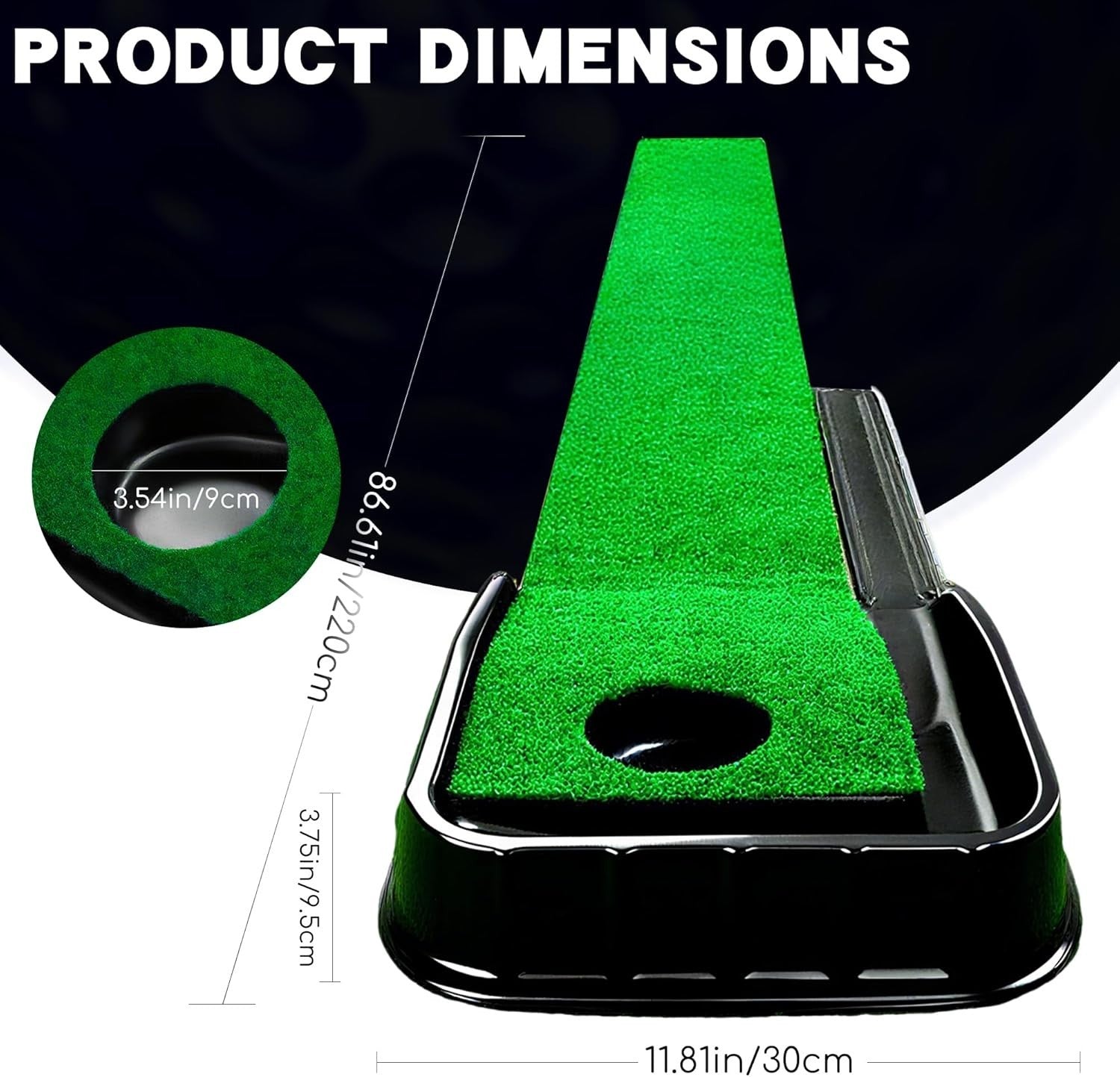 Golf Putting Mat 3x9ft Auto Ball Return Indoor Outdoor Practice Trainer