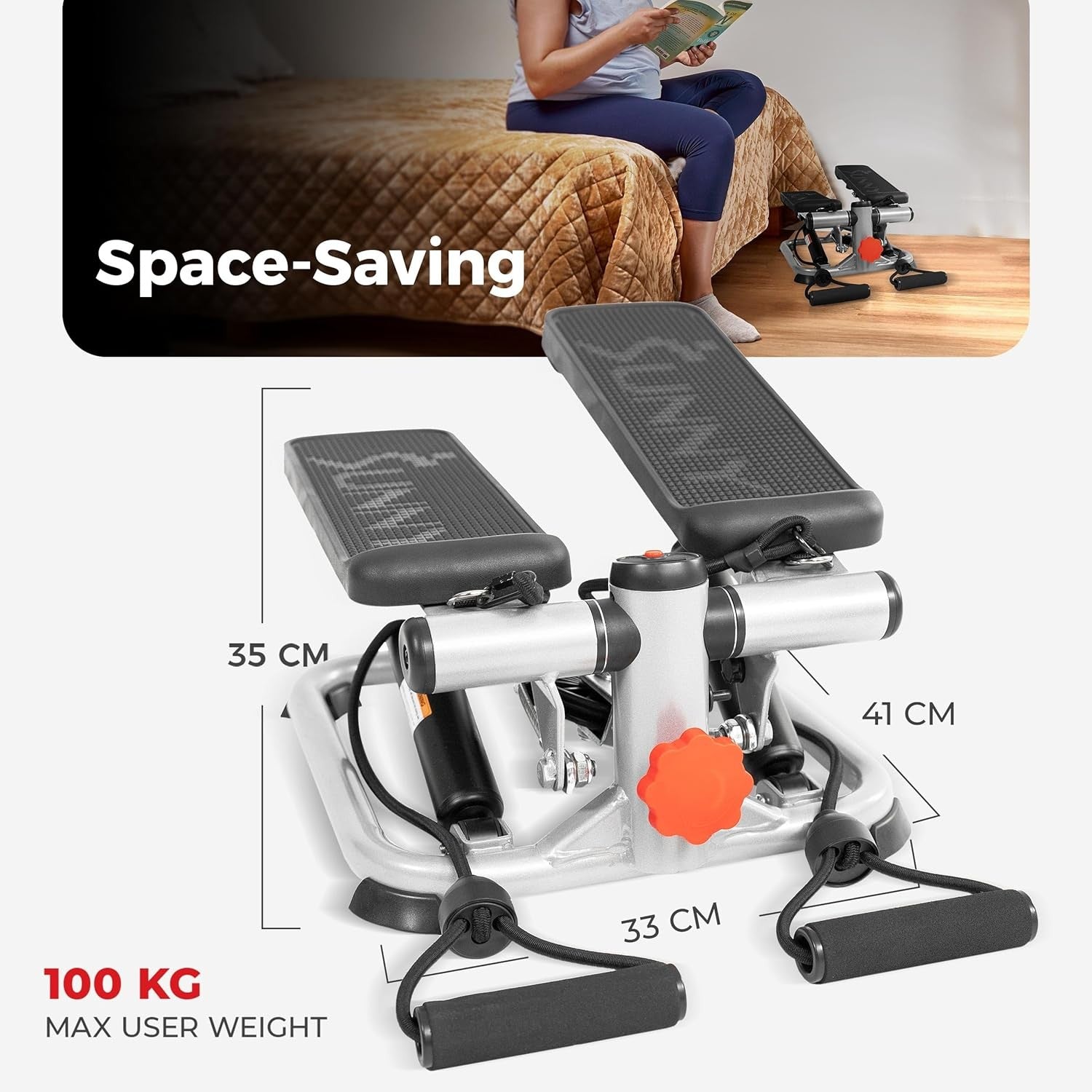 Mini Stepper Exercise Machine Cardio Twisting Stepper Resistance Bands