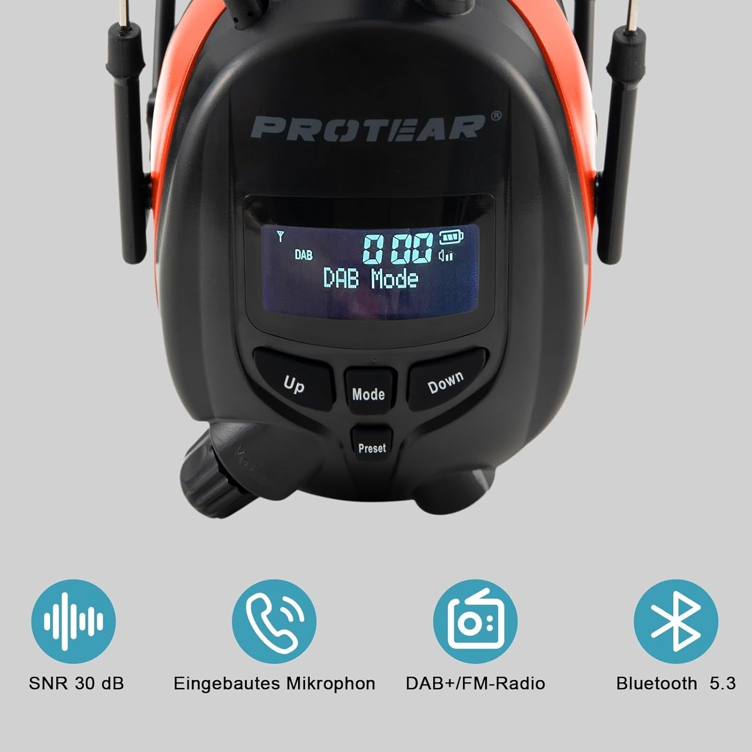 Bluetooth 5.3 Ear Defenders with DAB+/FM Radio & SNR 30dB Safety